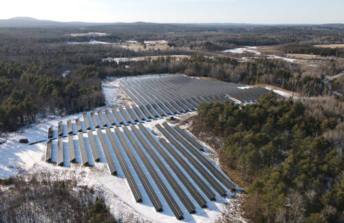 This solar farm was built on an abandoned gravel pit